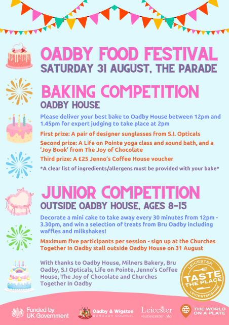 Poster for the baking competition at the Oadby Food Festival